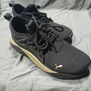 Puma Black and Gold Athletic Shoes with Cushioned Comfort